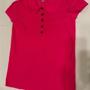 Worthington Hot Pink Button Down Shirt with Peter Pan Collar